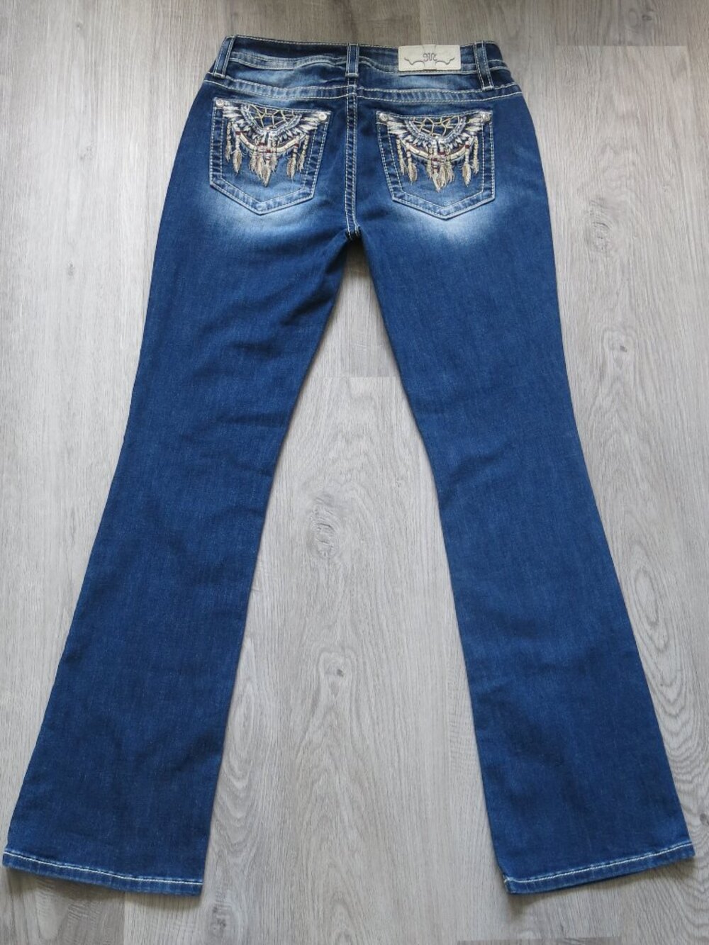 Miss Me Cotton Blend Mid Rise Boot Cut Distressed Denim Jeans - Size 29